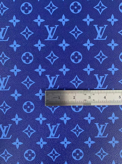 Classic LV Vinyl crafting leather fabric  Bag leather ,shoes leather ,Handicraft leather ( Dark Blue)