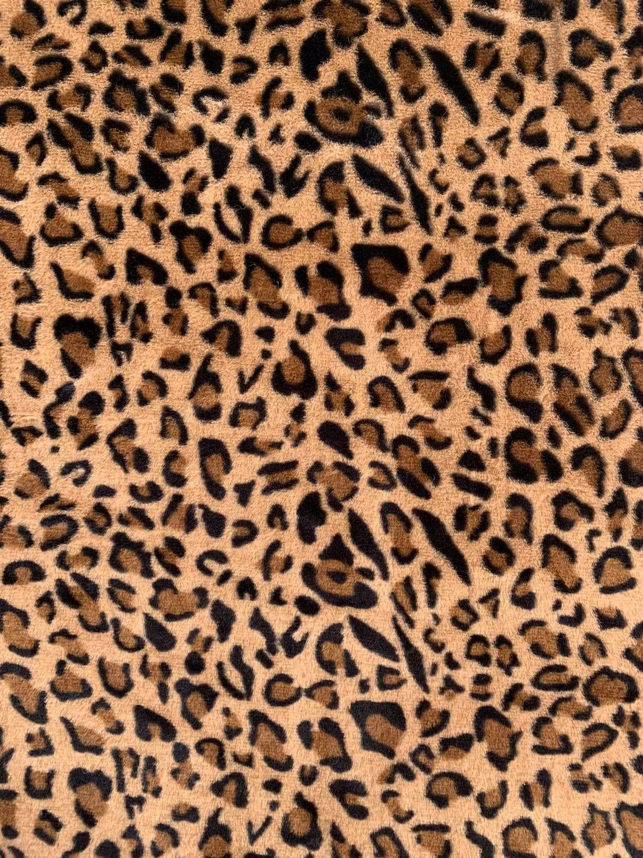 Brown Leopard Rabbit Plush Fabric, Cony Fabric For Handmade Clothing ,Bags ,Shoes and Handicrafts By Yards