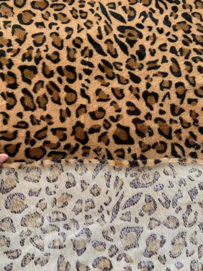 Brown Leopard Rabbit Plush Fabric, Cony Fabric For Handmade Clothing ,Bags ,Shoes and Handicrafts By Yards