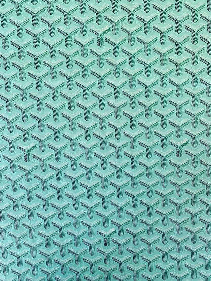 Classic Goyard Leather Fabric , Shoes Leather,Bags Fabric,Handicraft Leather Fabric By Yard (Blue with Green)
