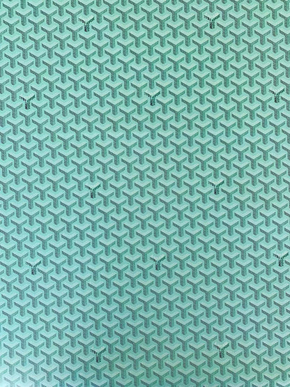 Classic Goyard Leather Fabric , Shoes Leather,Bags Fabric,Handicraft Leather Fabric By Yard (Blue with Green)