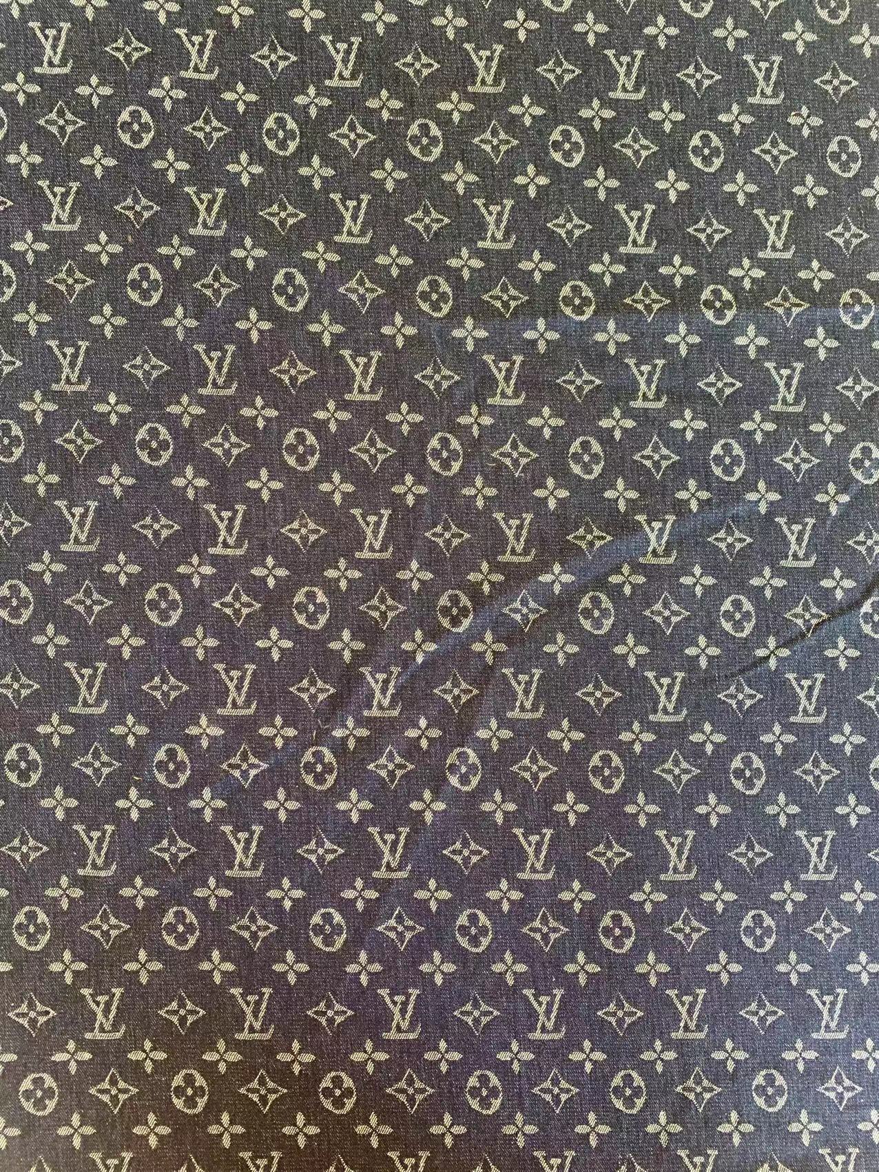 Fashion Dark Blue LV Denim Woven Jacquard fabric ,Jean Fabric For Handmade Goods By Yard