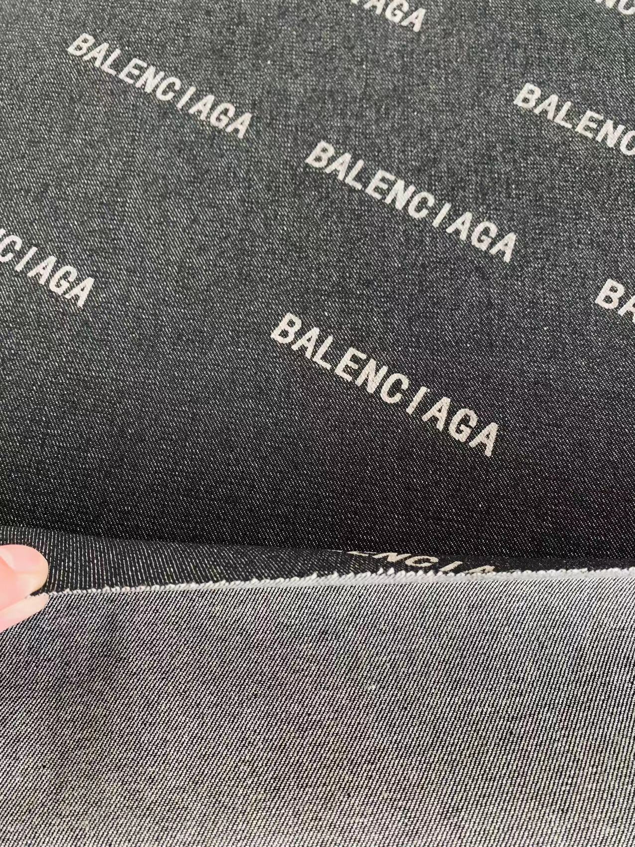 Fashion 100% cotton Black Balenciaga Denim Woven fabric , Jean Fabric For Handmade Clothing By Yard