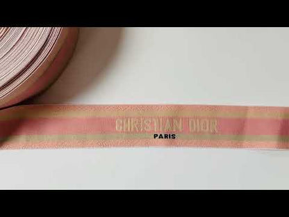 Christian Dior Paris 2.5 inch Elastic Strap ,Handmade Striped Ribbon Trim Embroidered For shoes ,Bags ,Clothing ,Handicrafts By Yard (Pink)