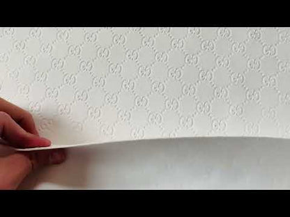 Fashion White Gucci Embossed Leather Fabric For Handmade Shoes ,Bags Handicraft Goods By Yards