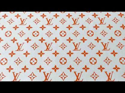 Classic Orange LV Leather Case Fabric,Handmade Bag Fabric, Shoes Fabric By Yard